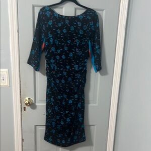 Tracy Reese Blue Sheath Dress with 3/4 Sleeves